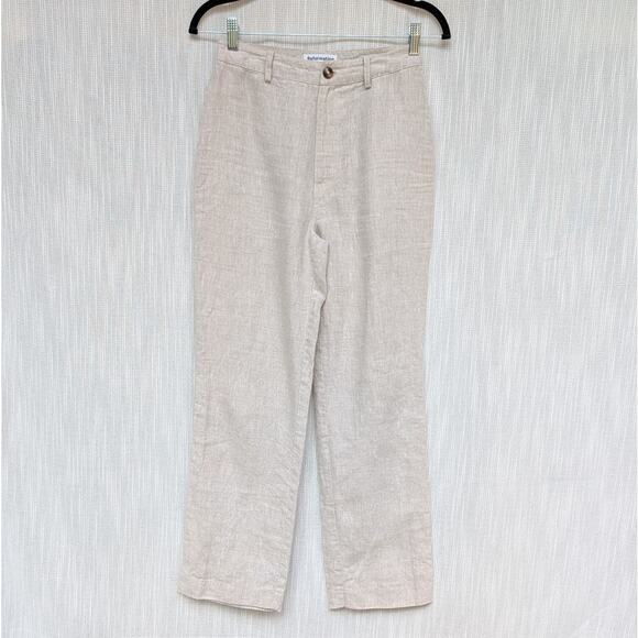 Reformation Neutral Tan High-rise Straight Leg Chino 100% Linen Pants, size 2 - Picture 1 of 8